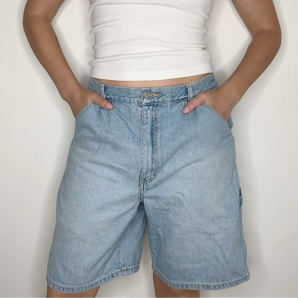 Vintage loose fit carpenter Bermuda denim jean shorts jorts 30